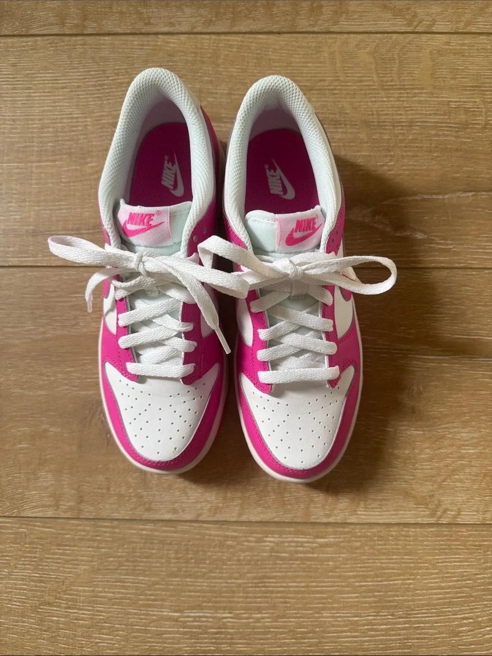 Nike Dunk Low White and Pink Two-Tone Sneakers